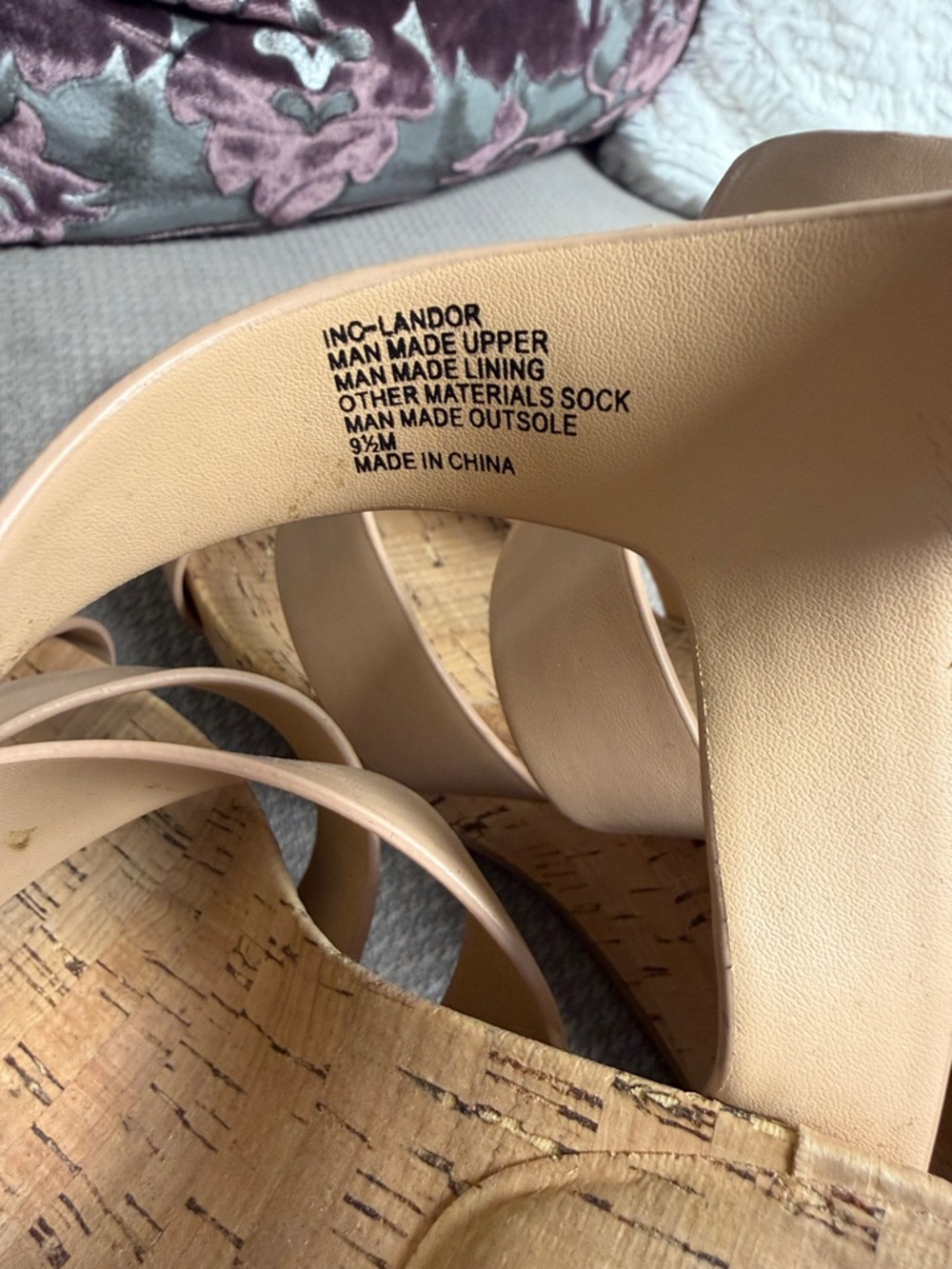 INC International Concepts Beige Cork Wedge Sandals - Picture 4 of 10
